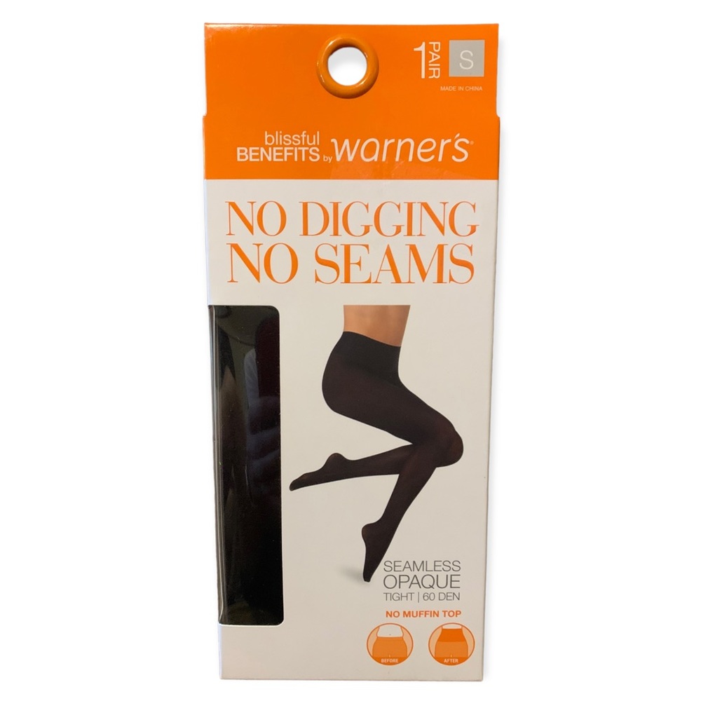 Warner's Seamless Opaque Tight Black No Muffin Top S